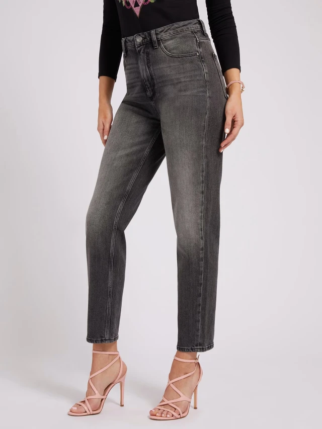 Guess Mom Jean Γυναικείο Παντελόνι Τζιν Μαύρο