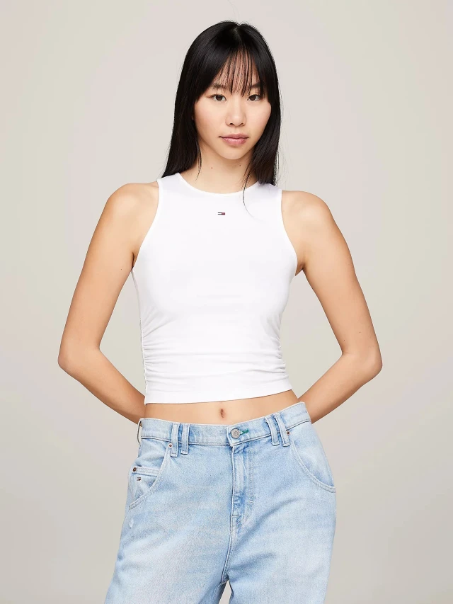Tommy Hilfiger Tjw Slim Gathering Tank Top Γυναικεία Μπλούζα Λευκή
