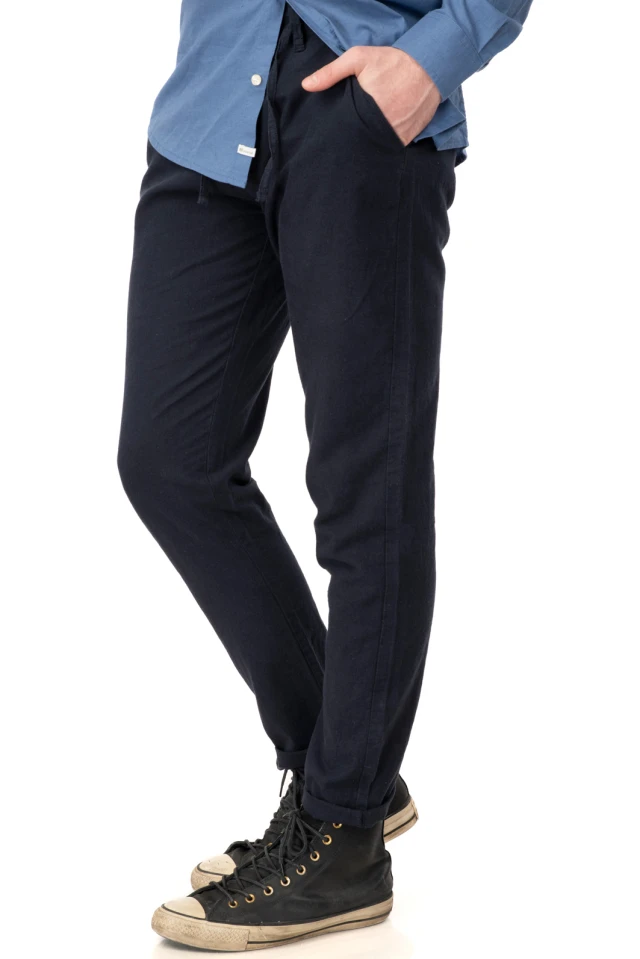 Rebase Chinos Linen Pants Ανδρικο Παντελονι Λινο Μπλε