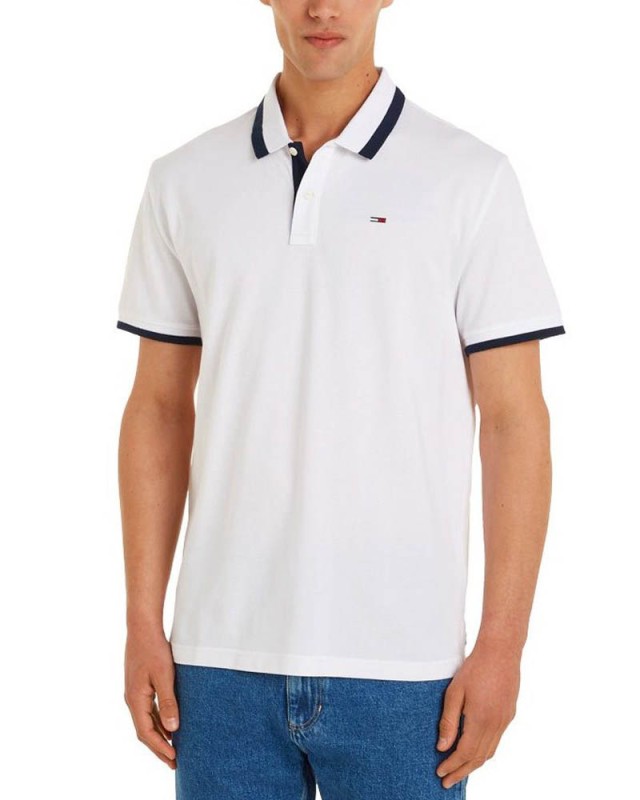 Tommy Hilfiger Tjm Reg Solid Tipped Polo Ανδρική Μπλούζα Polo Λευκή