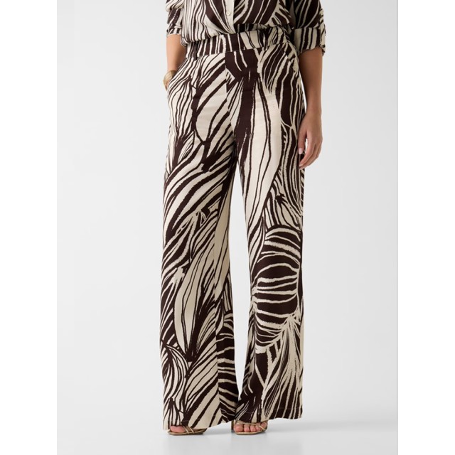 Guess Bastienne Wide Leg Trouser Γυναικεία Παντελόνα Multi Καφέ