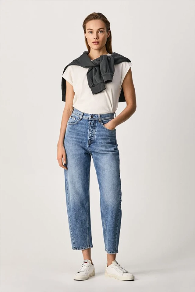 Pepe Jeans E1 Addison Lo Γυναικειο Παντελονι Τζιν Balloon Fit