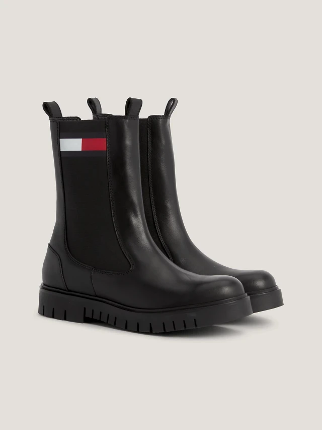 TOMMY HILFIGER TJW LONG CHELSEA BOOT Γυναικειο Μποτακι Μαυρο