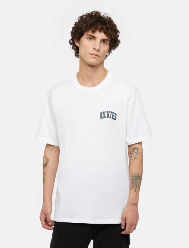 Dickies Aitkin Chest Tee Ss Wht/Lncn Grn Μπλούζα Λευκή