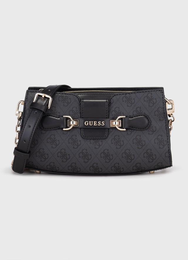 Guess Nolana Crossbody Top Γυναικεία Τσάντα Ανθρακί