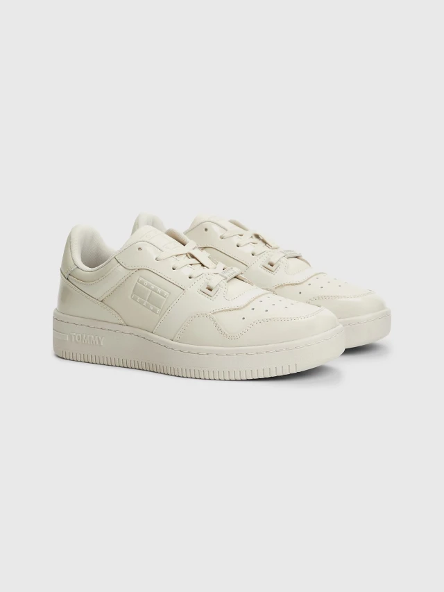 Tommy Hilfiger Tjw Retro Basket Glossy Γυναικεία Sneakers Μπεζ