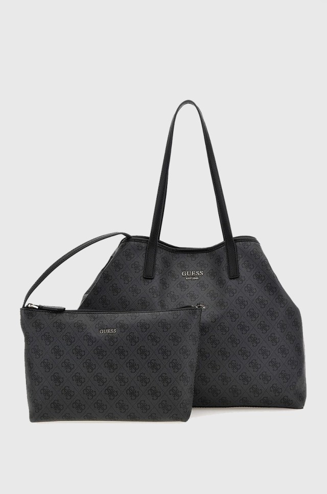 Guess Vikky Ii Large 2 In 1 Tote Γυναικεία Τσάντα Γκρι