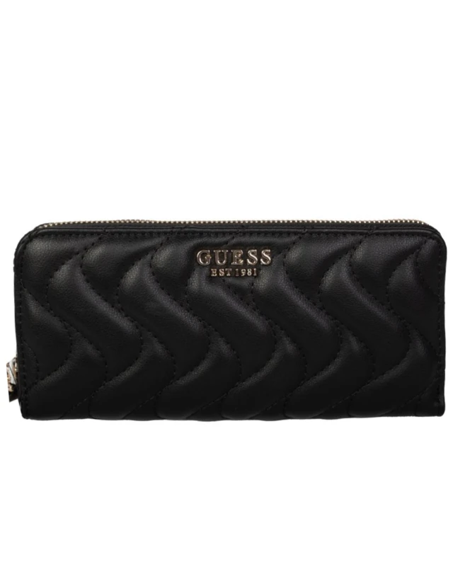 Guess Eco Mai Slg Large Zip Around Γυναικείο Πορτοφόλι Μαύρο