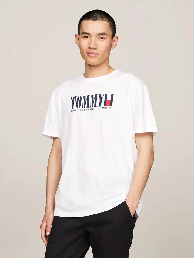 Tommy Hilfiger Tjm Reg Tommy Dna Flag Tee Ext Ανδρική Μπλούζα Λευκή