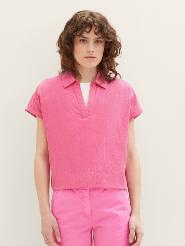 Τom Tailor 304 Structured Blouse Γυναικείο Πουκάμισο Ροζ