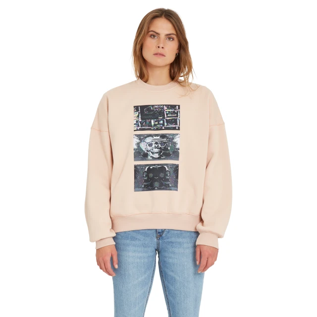 Volcom Fa Animoscillator Fa Crew Γυναικειο Φουτερ Ροζ