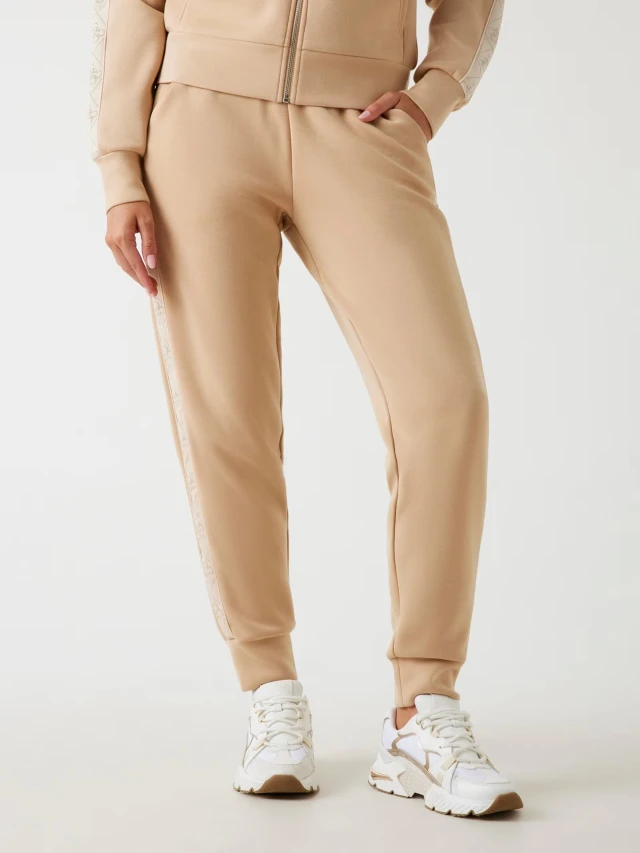 Guess New Victoire Scuba Pant Γυναικείο Παντελόνι Φόρμας Μπεζ