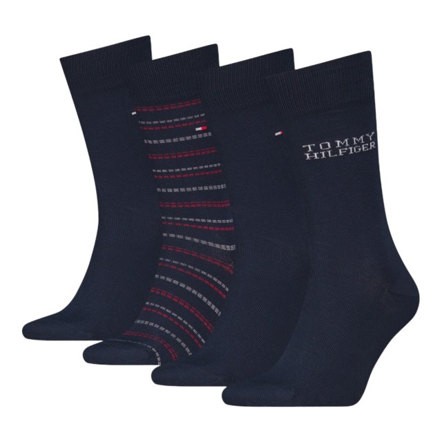 Tommy Hilfiger Th Men Sock 4p Tin Giftbox Tommy Stripe Ανδρικές Κάλτσες Μπλε