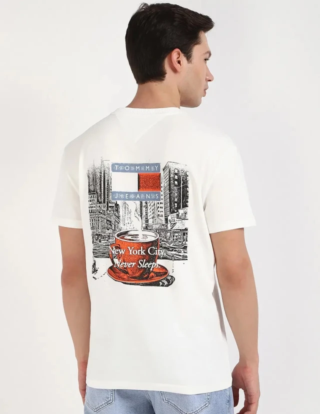 Tommy Hilfiger Tjm Reg Novelty Tee Ανδρική Μπλούζα Εκρού