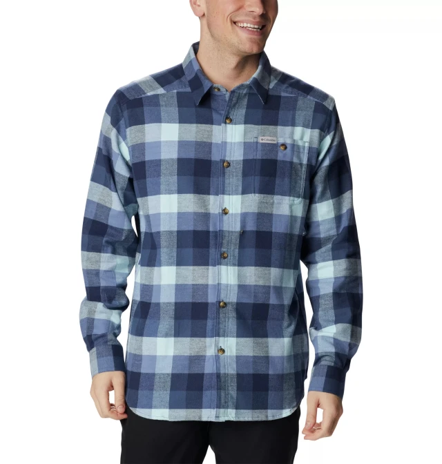 Columbia Cornell Woods™ Flannel Long Sleeve Shirt Ανδρικό Πουκάμισο Καρο Μπλε