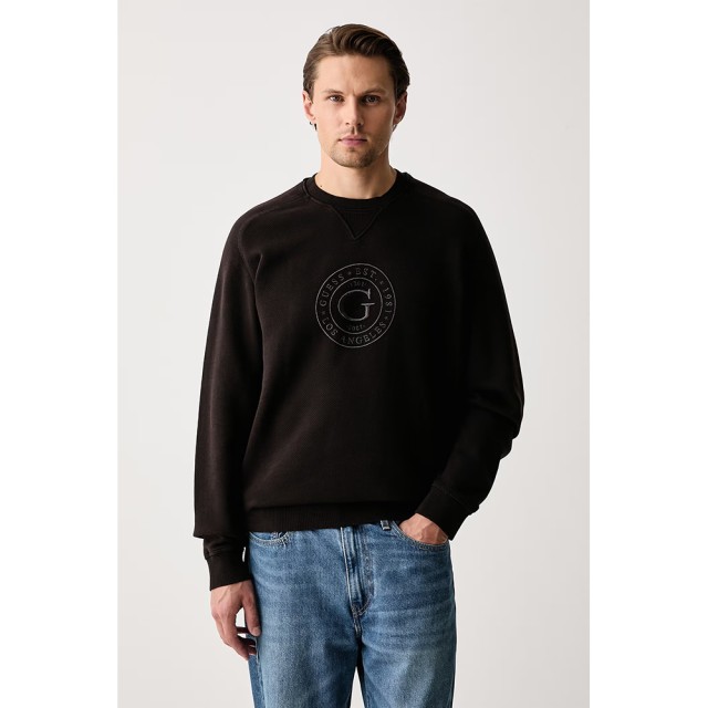Guess Ls Cn Vintage Washed Sweatshir Ανδρικό Φούτερ Καφέ