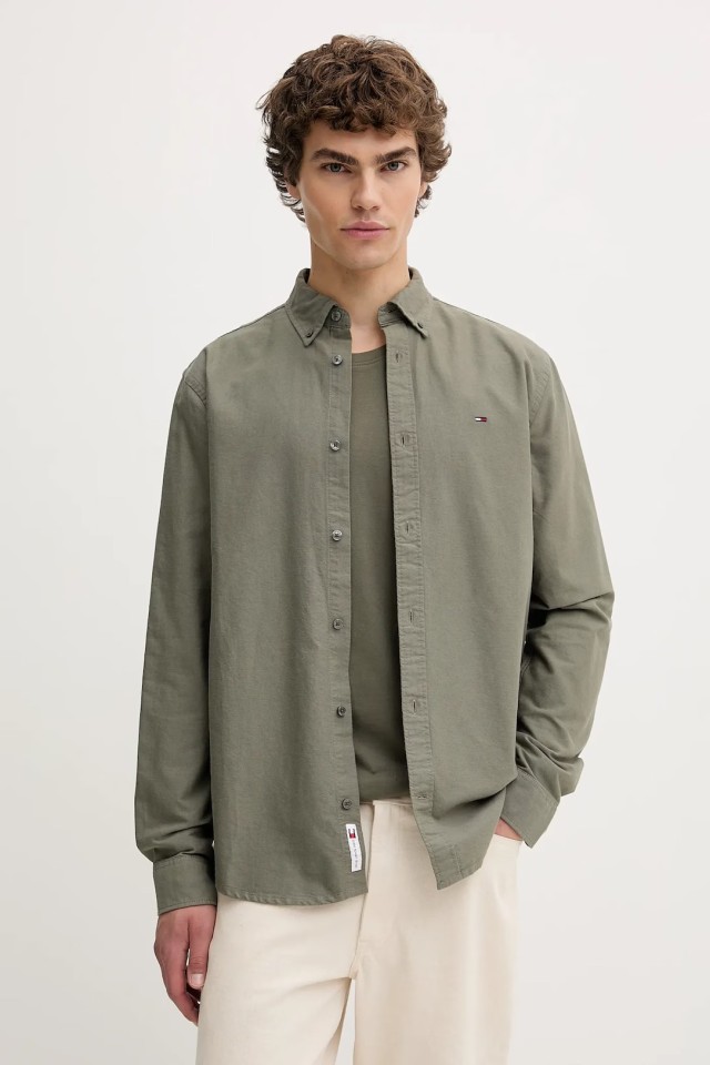 Tommy Hilfiger Tjm Reg Oxford Shirt Ext Ανδρικό Πουκάμισο Χακι
