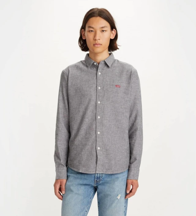 Levis Ls Battery Hm Shirt Slim Blacks Ανδρικό Πουκάμισο Γκρι