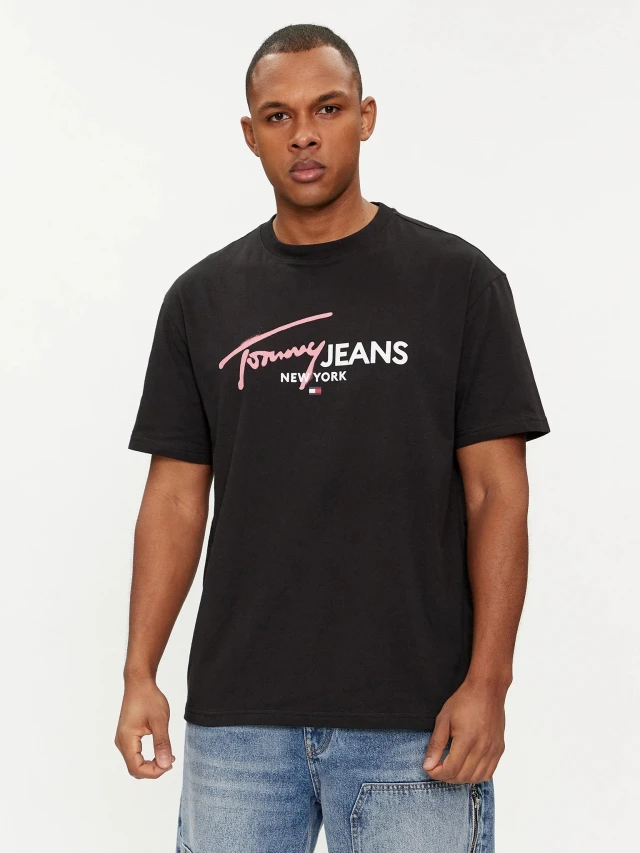 Tommy Hilfiger Tjm Reg Spray Pop Color Tee Ext Ανδρική Μπλούζα Μαύρη