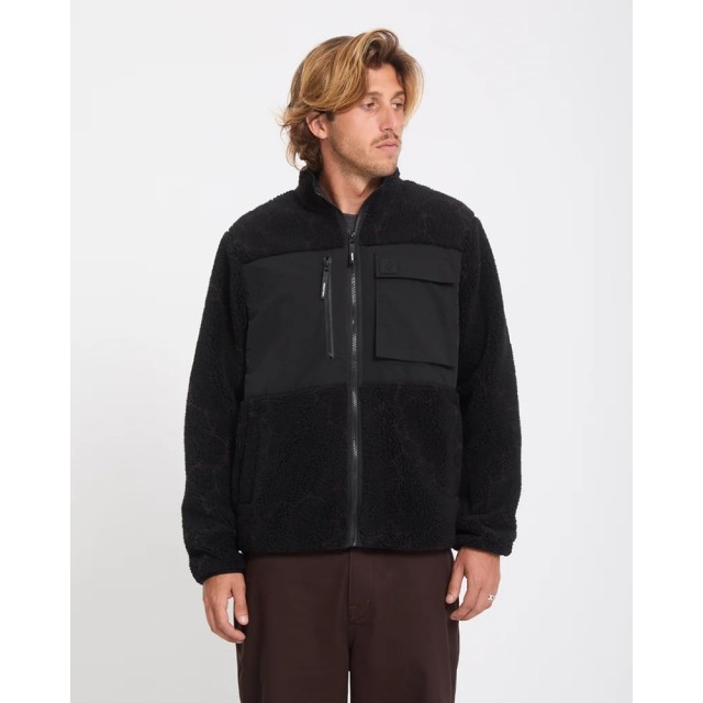Volcom Storm Stone Zip Fleece Ανδρική Ζακέτα Fleece Καφέ Μαυρο Multi