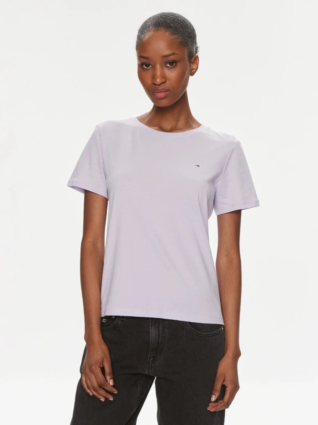 Tommy Hilfiger Tjw Soft Jersey Tee Γυναικεια Μπλουζα Μωβ
