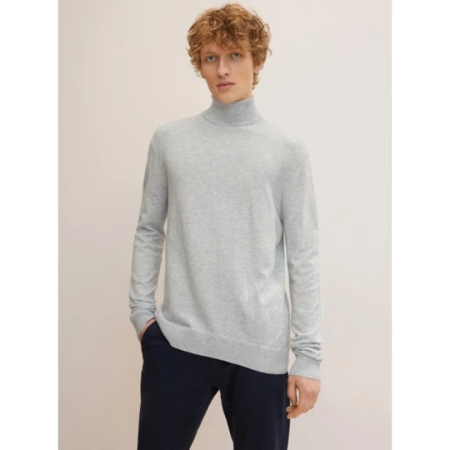 Tom Tailor Cosy Turtle Ne Ανδρικο Πλεκτο Ζιβαγκο Γκρι