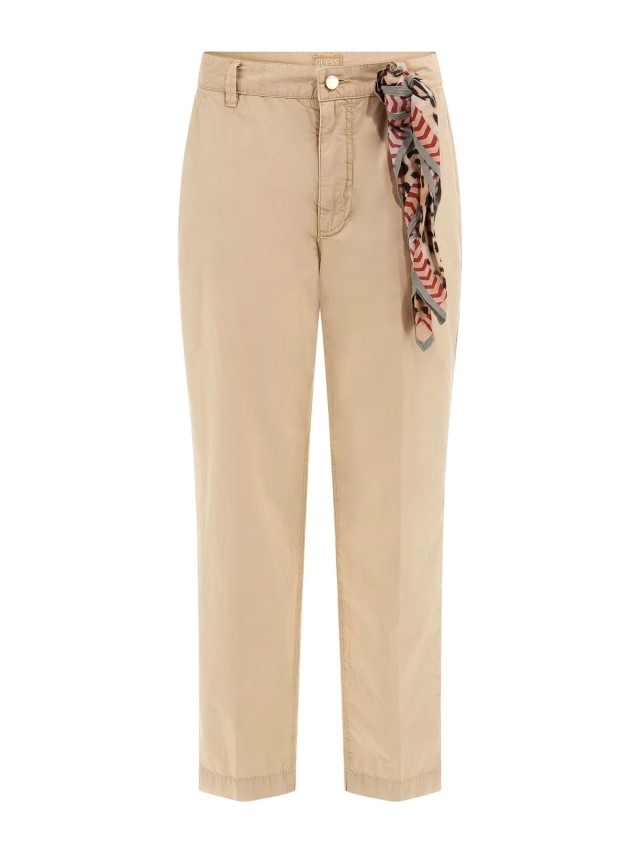 Guess Candis Chino Γυναικειο Παντελόνι Μπεζ