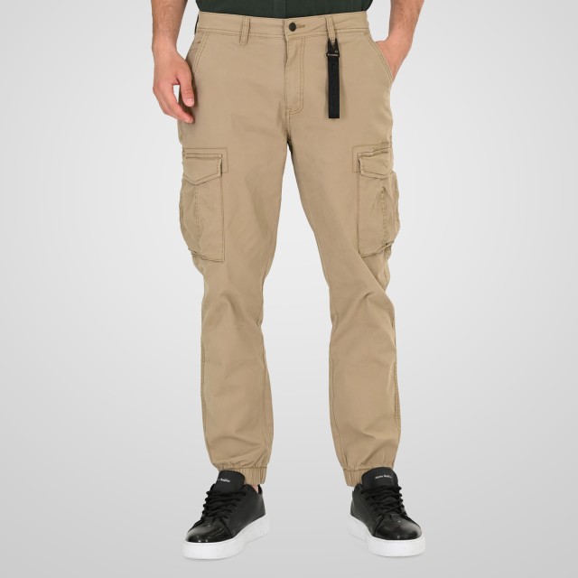 Rebase Ανδρικο Παντελονι Cargo Με Λαστιχο Μπεζ