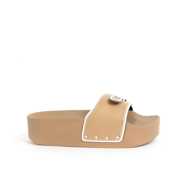 Scholl Pescura Moon Wedge Pu Sp Womens Beige Γυναικεία Πέδιλα Μπεζ