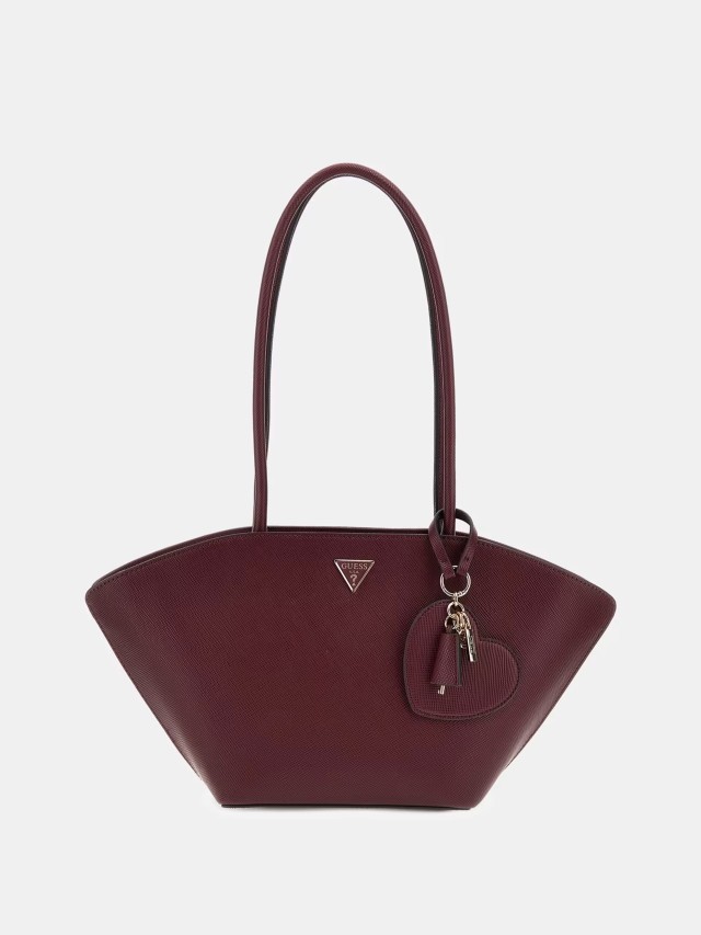 Guess Bolena Shoulder Satchel Γυναικεία Τσάντα Μπορντό