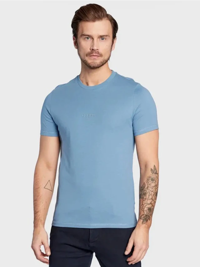 Guess Aidy Cn Ss Tee Ανδρική Μπλούζα Μπλε