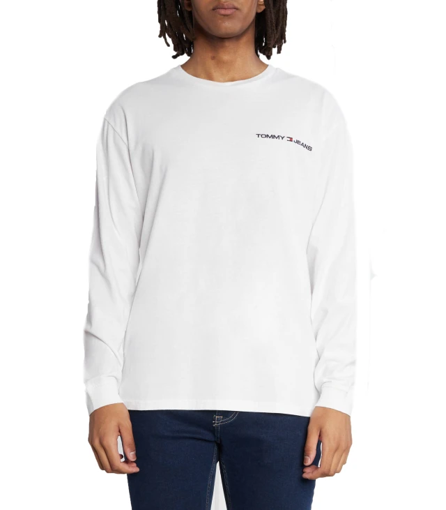 Tommy Hilfiger Tjm Clsc Linear Chest L/S Tee Ανδρική Μπλούζα Λευκή