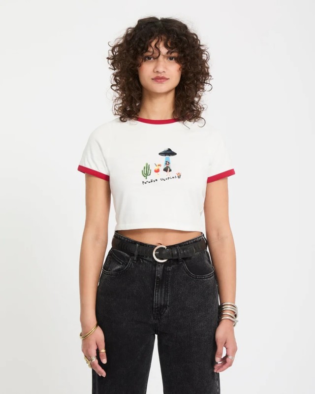 Volcom Fa Mickey Mason Tee Γυναικεία Μπλούζα Εκρού