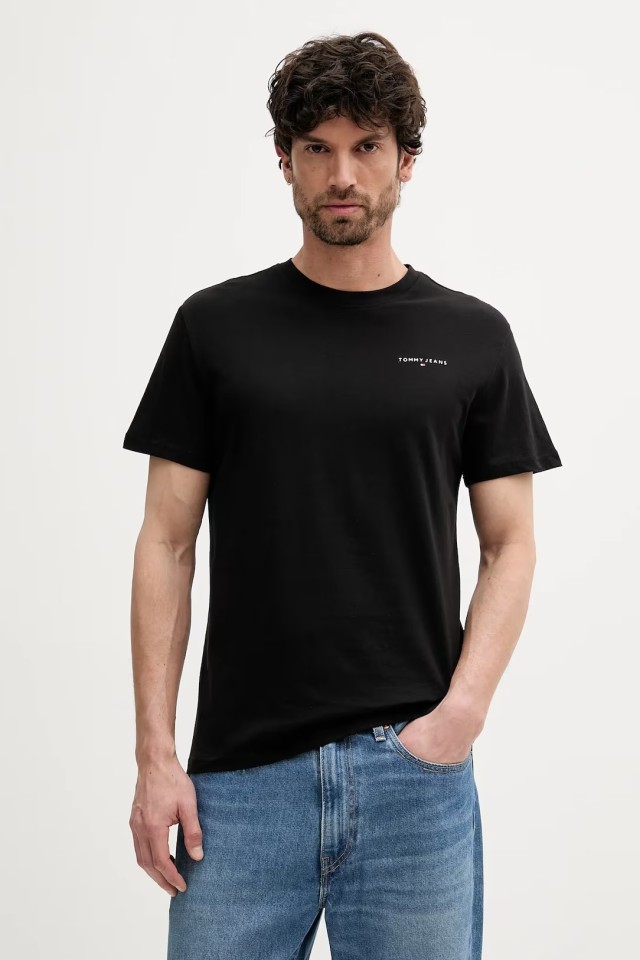 Tommy Hilfiger Tjm Slim Linear Chest Tee Ext Ανδρική Μπλούζα Μαύρη