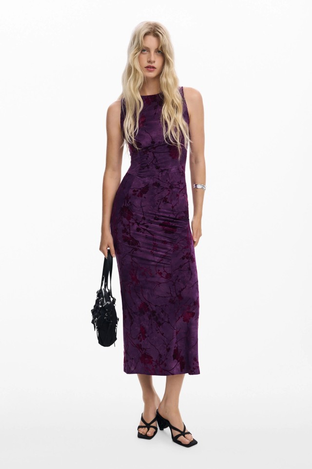 Desigual Vest_Alina Γυναικείο Φόρεμα Floral Μωβ