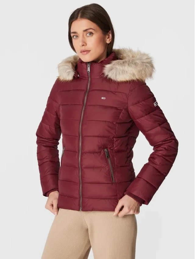 Tommy Hilfiger TJW Essential Hooded Jacket Γυναικειο Μπουφαν Μπορντο