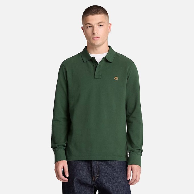 Timberland Millers River Ls Pique Polo Sycamore Ανδρική Μπλούζα Polo Πράσινη
