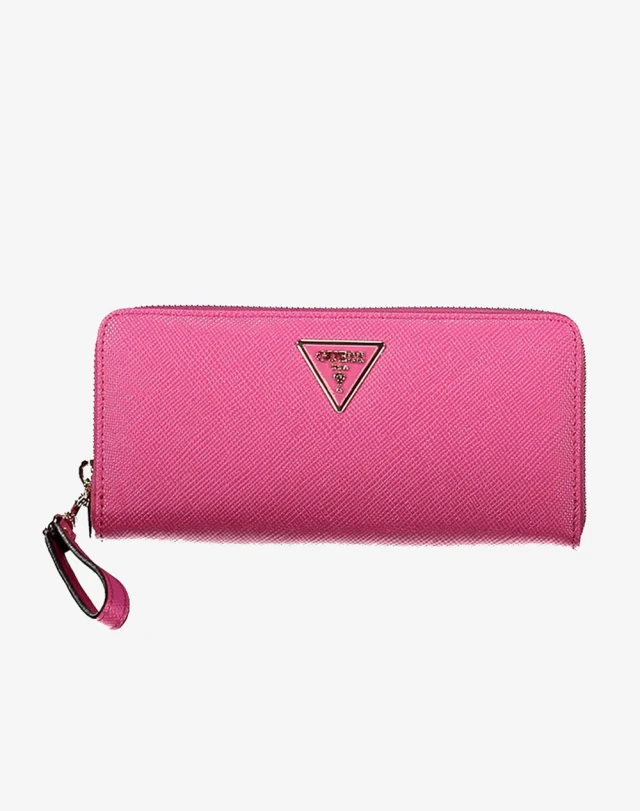 Guess Laurel Slg Large Zip Around Γυναικείο Πορτοφόλι Φούξια