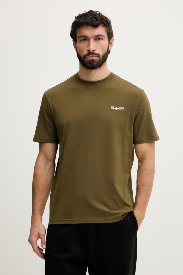 Napapijri S-Small Box Ss Dark Olive G3a Ανδρική Μπλούζα Λαδί