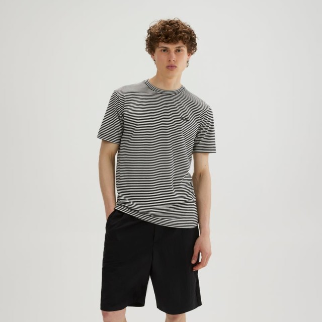 Ellesse Mens Heritage Essentials Carten T-Shirt Ανδρικη Μπλουζα Λευκο-Μπλε Ριγε