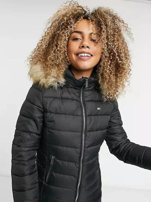Tommy Hilfiger Tjw Essential Hooded Jacket Γυναικειο Μπουφαν Μαυρο