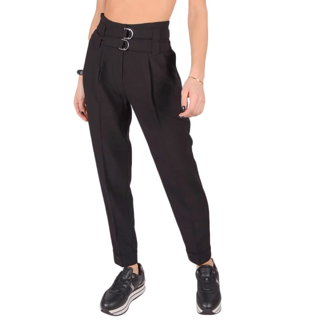 Guess Promise Trousers - Heavy Wintery Canvas Γυναικειο Παντελονι Μαυρο