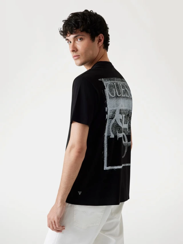 Guess Ss Bsc Painters Tee Ανδρική Μπλούζα Μαύρη