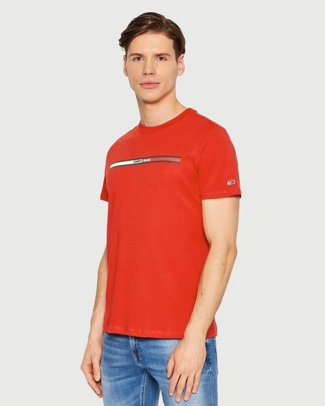 Tommy Hilfiger Tjm Essential Flag Tee Ανδρική Μπλούζα Κόκκινο
