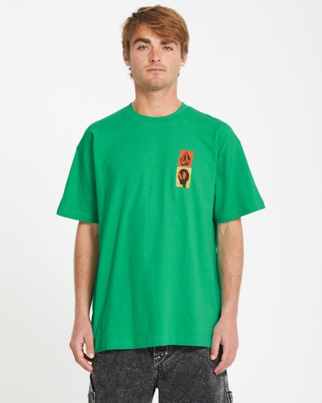 Volcom Gonyvaders Lse Sst Ανδρική Μπλουζα Πράσινη