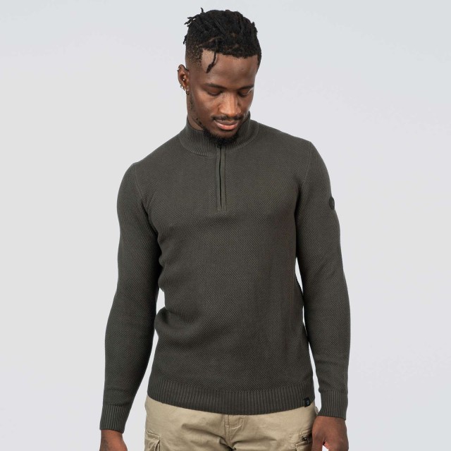 Rebase Ανδρικο Πλεκτο Half-Zip Χακι