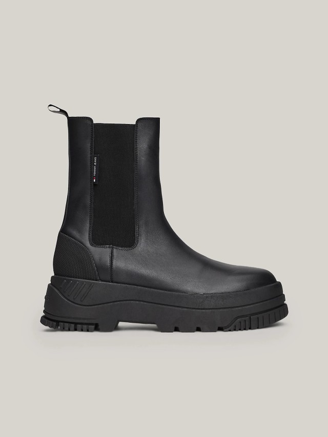 Tommy Hilfiger Tjw Chelsea Flatform Boot Γυναικεία Μποτάκια Μαύρα