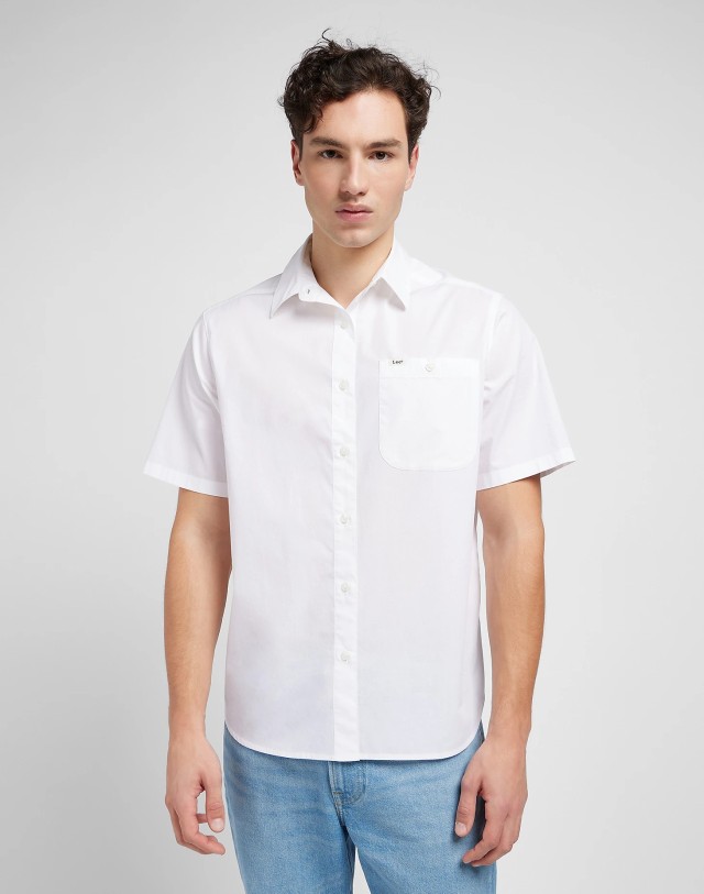 Lee Patch Shirt Bright White Ανδρικό Πουκάμισο Λινό Λευκό