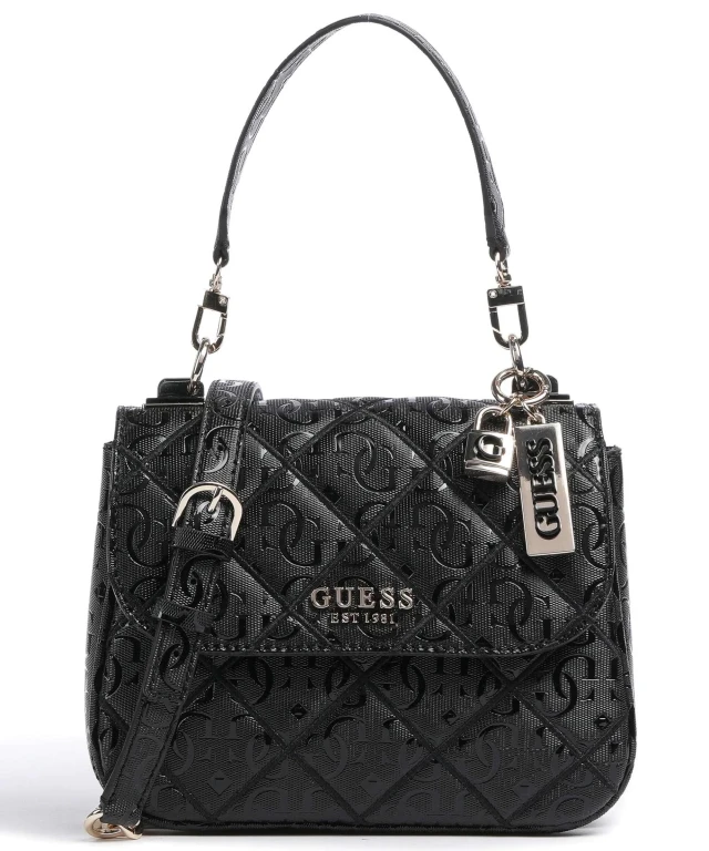 Guess Caddie 3 Cprtmnt Top Hndle Flp Γυναικεία Τσάντα Μαύρη