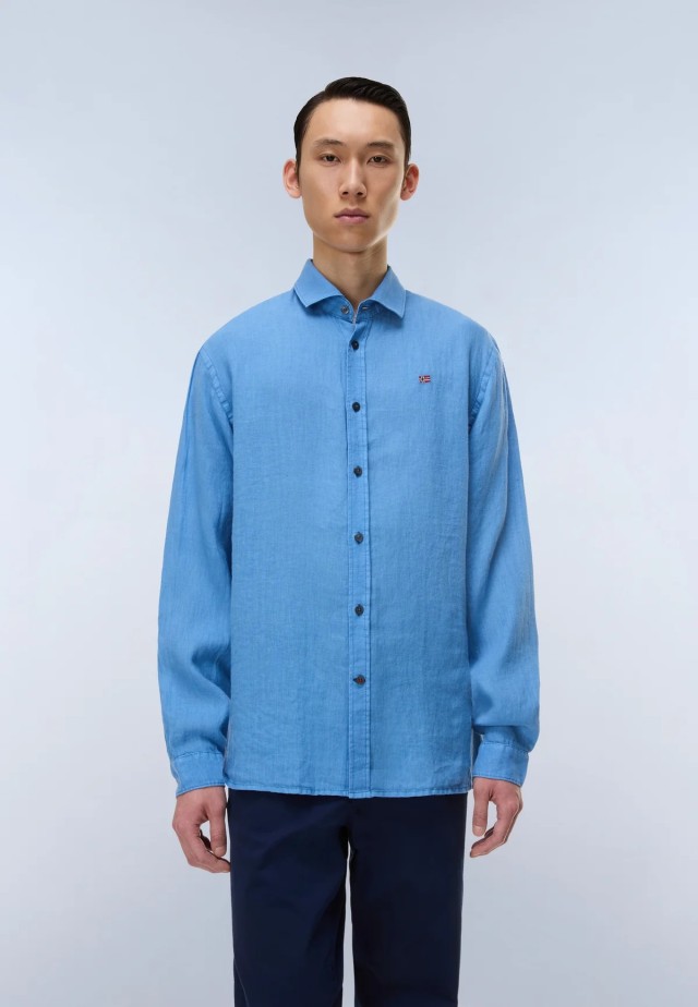 Napapijri G-Linen Ls 1 Blue Jasper B9a Ανδρικό Λινό Πουκάμισο Ρουα Μπλε